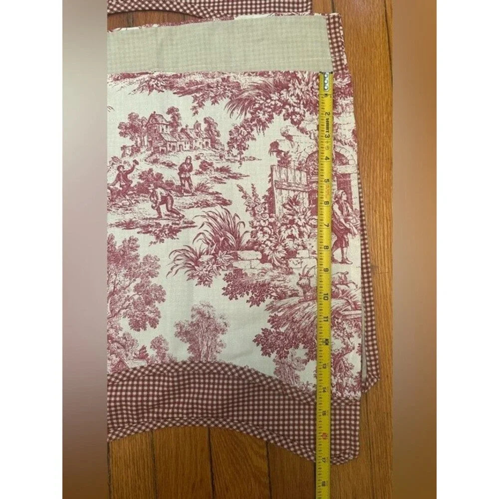 Vintage French Country Red Toile Window Treatment Set 10 Pc Cotton Made USA